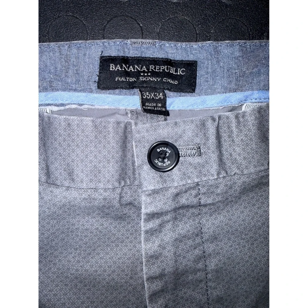 Banana Republic Fulton Skinny Chino Pants Mens 35x34 Grey Geometric Stretch